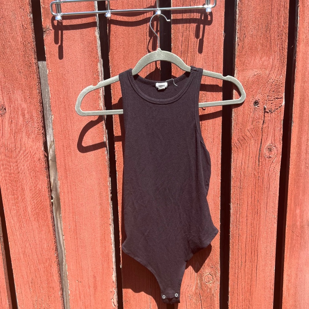 GARAGE ribbed black halter bodysuit
